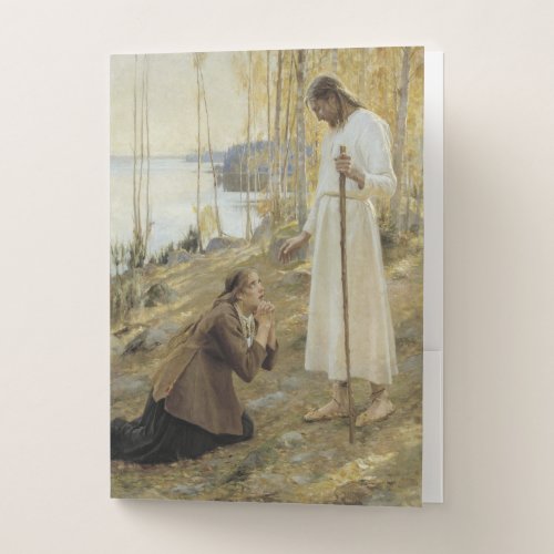 Albert Edelfelt _ Christ and Mary Magdalene Pocket Folder