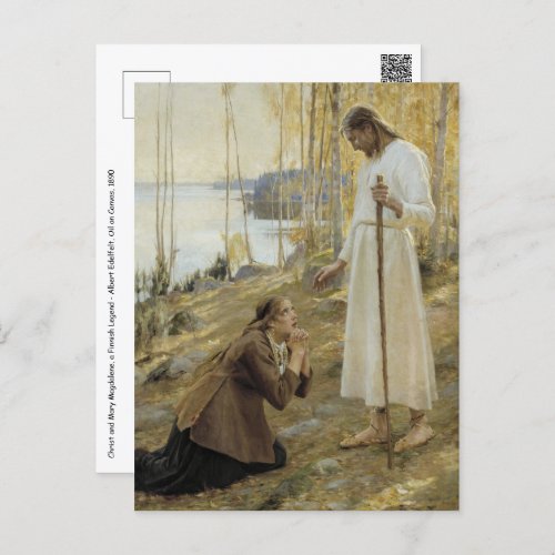 Albert Edelfelt _ Christ and Mary Magdalene Postcard