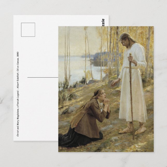 Albert Edelfelt - Christ and Mary Magdalene Postcard (Front/Back)