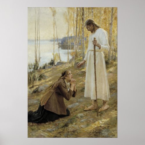 Albert Edelfelt _ Christ and Mary Magdalene Poster