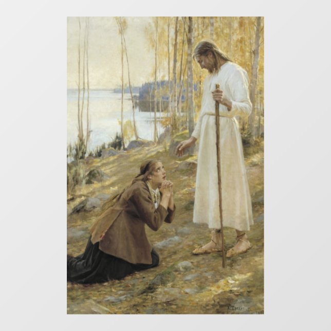 Albert Edelfelt - Christ and Mary Magdalene Window Cling (Sheet)