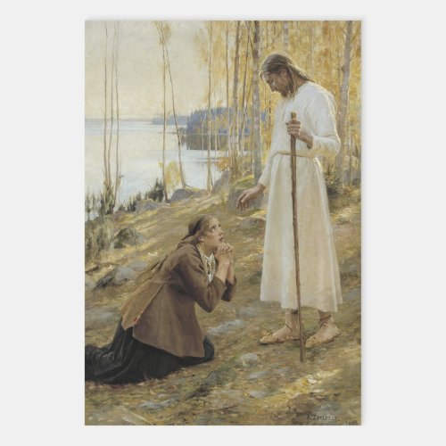 Albert Edelfelt _ Christ and Mary Magdalene Wrapping Paper Sheets