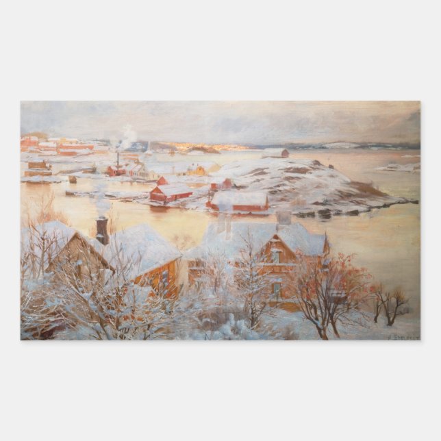 Albert Edelfelt - December Day Rectangular Sticker (Front)
