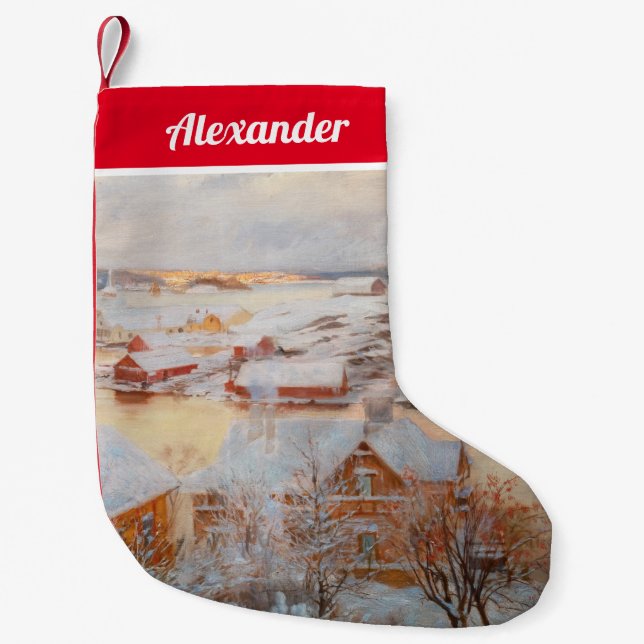 Albert Edelfelt - December Day Small Christmas Stocking (Front)