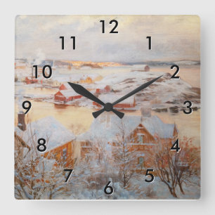 Albert Edelfelt - December Day Square Wall Clock