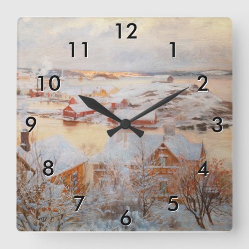 Albert Edelfelt _ December Day Square Wall Clock