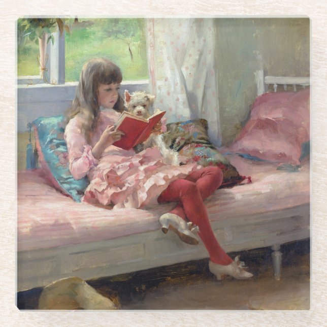 Albert Edelfelt - Good Friends Glass Coaster (Front)