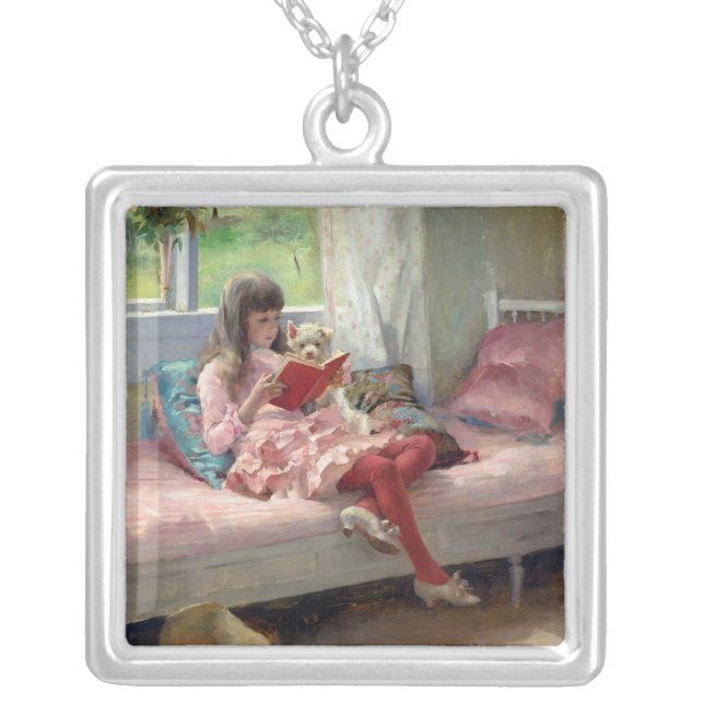 Albert Edelfelt - Good Friends Silver Plated Necklace (Front)