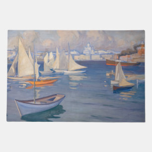 Albert Edelfelt - Harbor in Helsinki Doormat