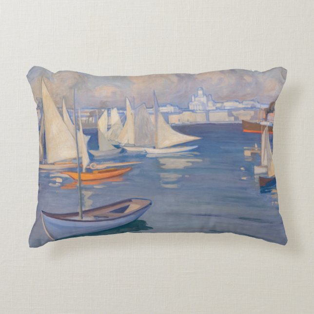 Albert Edelfelt - Harbour in Helsinki Accent Pillow (Front)