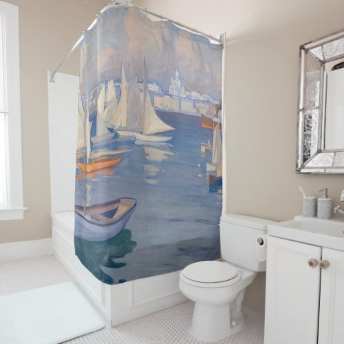 Albert Edelfelt _ Harbour in Helsinki Shower Curtain