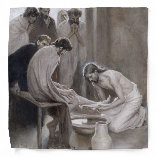 Albert Edelfelt - Jesus Washing Feet of Disciples Bandana (Front)