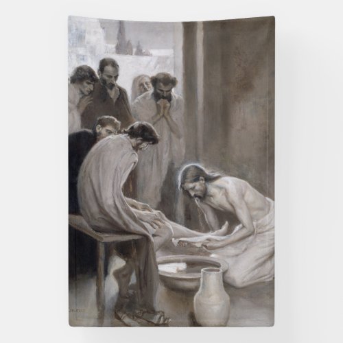 Albert Edelfelt _ Jesus Washing Feet of Disciples Banner