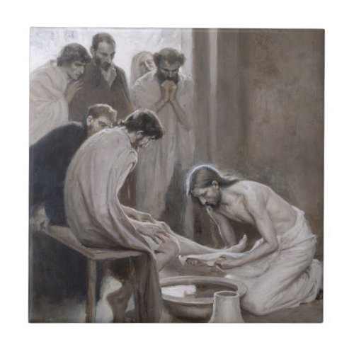 Albert Edelfelt _ Jesus Washing Feet of Disciples Ceramic Tile