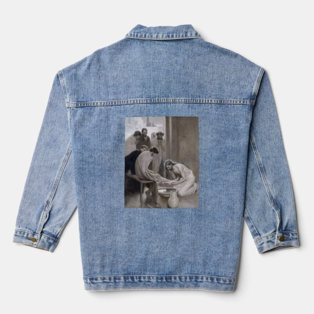 Albert Edelfelt - Jesus Washing Feet of Disciples Denim Jacket (Back)