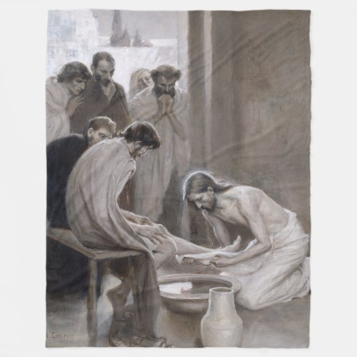 Albert Edelfelt _ Jesus Washing Feet of Disciples Fleece Blanket