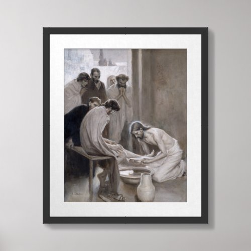 Albert Edelfelt _ Jesus Washing Feet of Disciples Framed Art