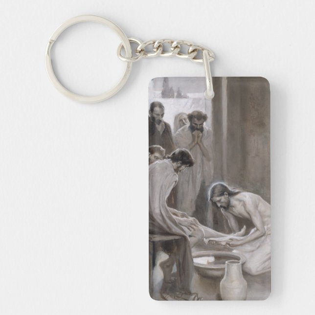 Albert Edelfelt - Jesus Washing Feet of Disciples Keychain (Front)