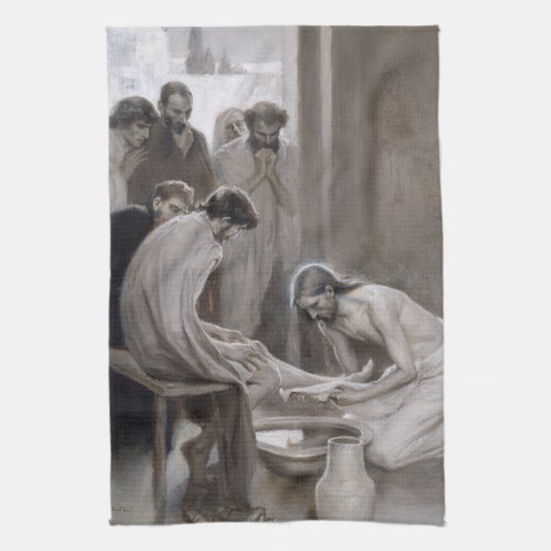 Albert Edelfelt _ Jesus Washing Feet of Disciples Kitchen Towel
