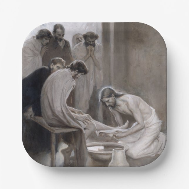 Albert Edelfelt - Jesus Washing Feet of Disciples Paper Plates (Front)