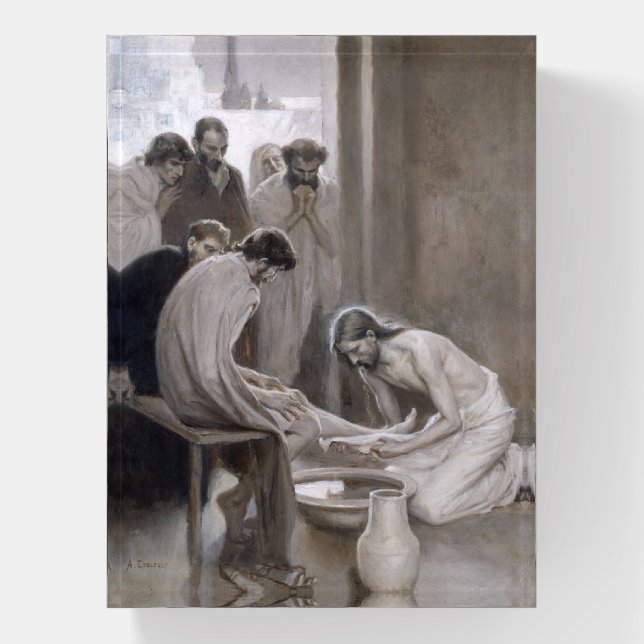 Albert Edelfelt - Jesus Washing Feet of Disciples Paperweight (Vertical)