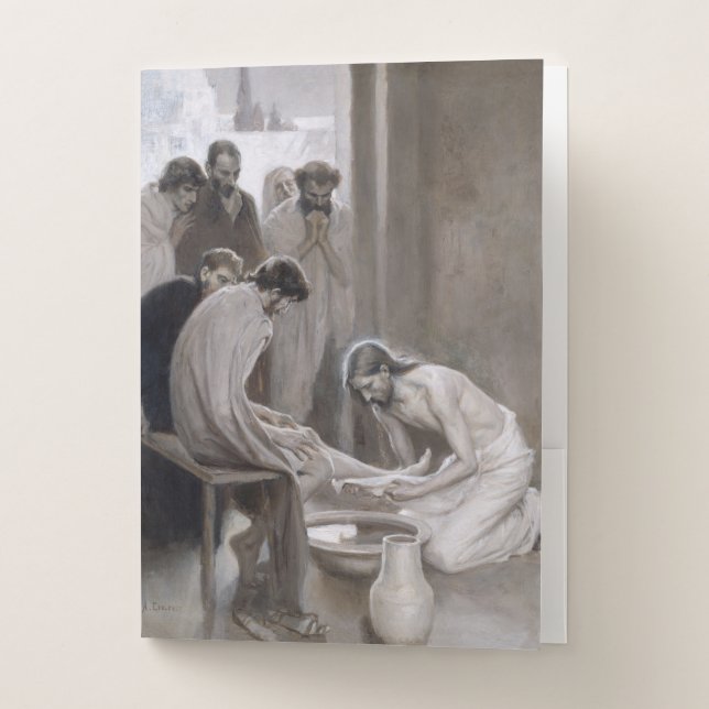 Albert Edelfelt - Jesus Washing Feet of Disciples Pocket Folder (Front)