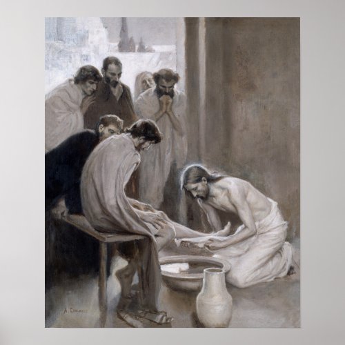 Albert Edelfelt _ Jesus Washing Feet of Disciples Poster