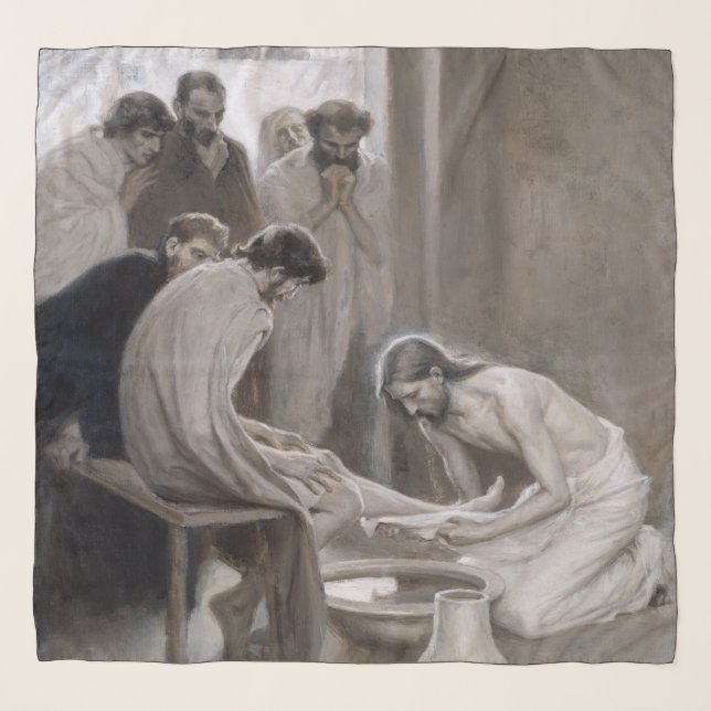 Albert Edelfelt - Jesus Washing Feet of Disciples Scarf (Front)
