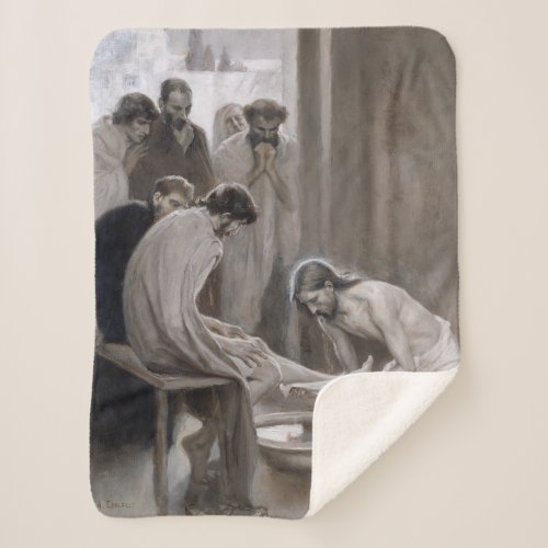 Albert Edelfelt _ Jesus Washing Feet of Disciples Sherpa Blanket