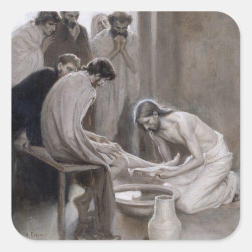 Albert Edelfelt _ Jesus Washing Feet of Disciples Square Sticker