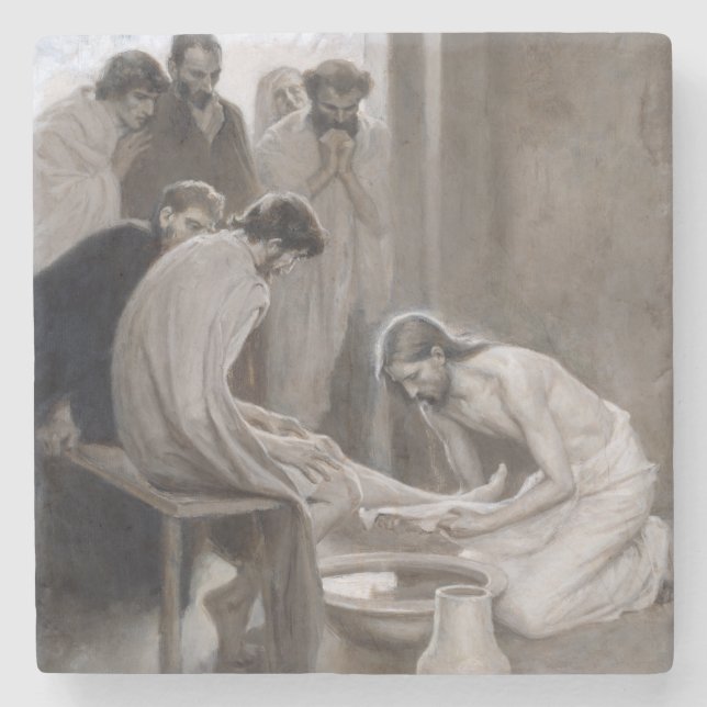 Albert Edelfelt - Jesus Washing Feet of Disciples Stone Coaster (Front)