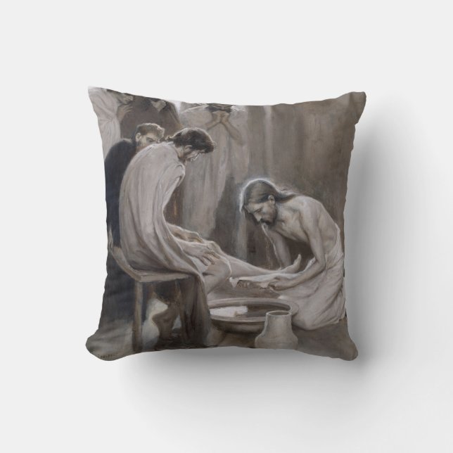 Albert Edelfelt - Jesus Washing Feet of Disciples Throw Pillow (Front)