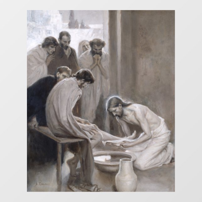 Albert Edelfelt - Jesus Washing Feet of Disciples Window Cling (Sheet)