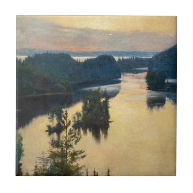 Albert Edelfelt - Kaukola Ridge at Sunset Ceramic Tile (Front)