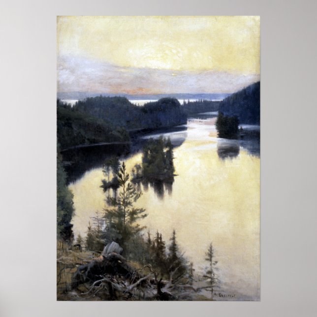 Albert Edelfelt Kaukola Ridge at Sunset Poster (Front)