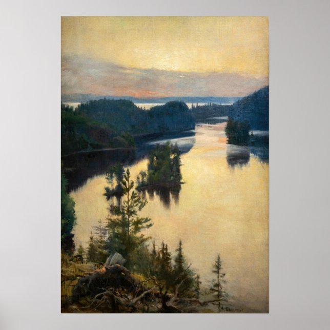 Albert Edelfelt - Kaukola Ridge at Sunset Poster (Front)