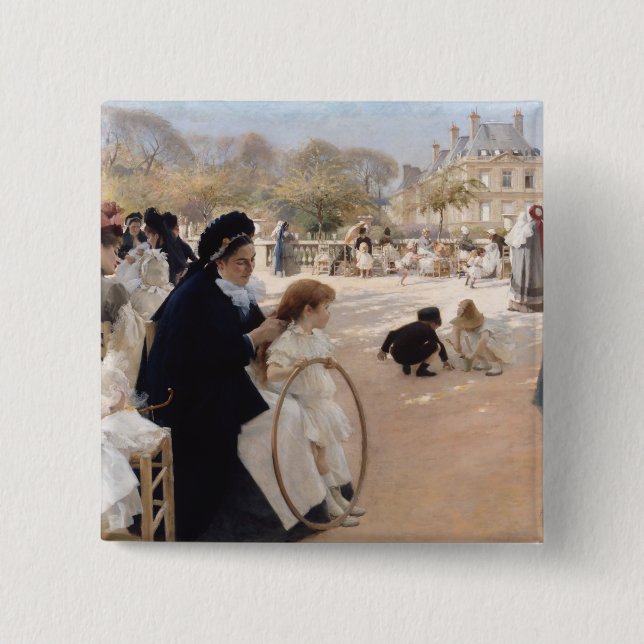 Albert Edelfelt - Luxembourg Gardens, Paris Button (Front)