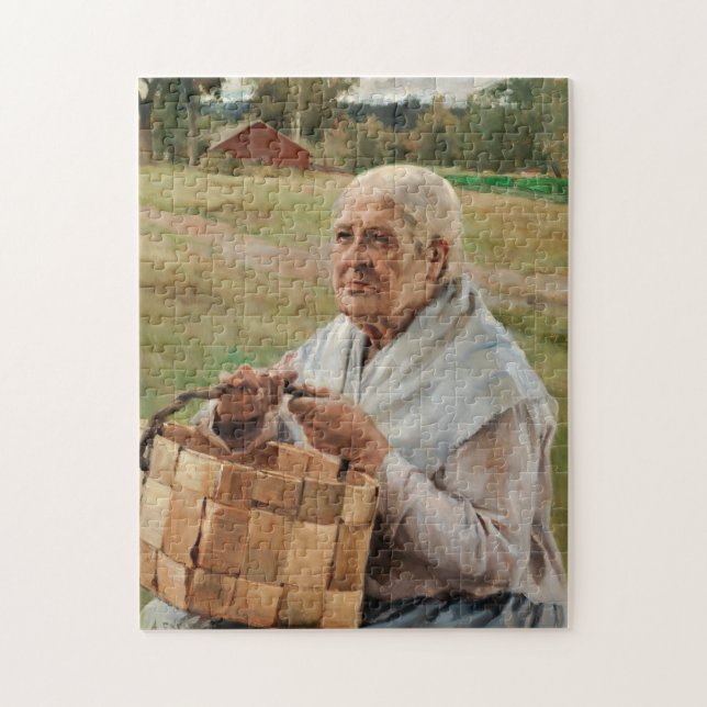 Albert Edelfelt - Old Woman with a Splint Basket Jigsaw Puzzle (Vertical)