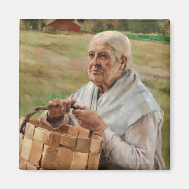 Albert Edelfelt - Old Woman with a Splint Basket Magnet (Front)