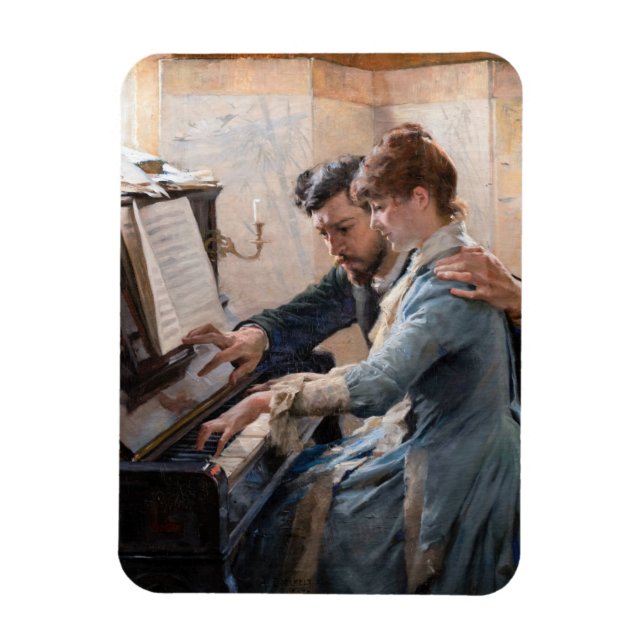 Albert Edelfelt - Playing the Piano Magnet (Vertical)