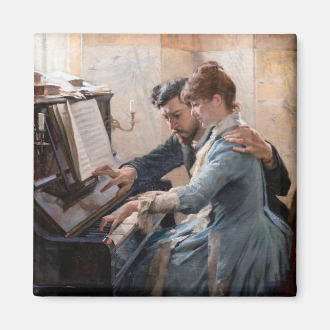 Albert Edelfelt - Playing the Piano Magnet (Front)