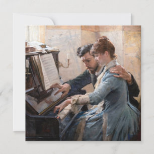 Albert Edelfelt - Playing the Piano Thank You Card