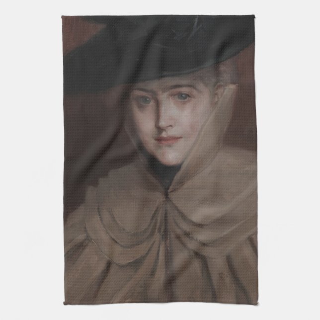 Albert Edelfelt - Portrait of a Young Woman Kitchen Towel (Vertical)