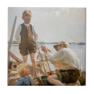Albert Edelfelt - Shipbuilders Ceramic Tile