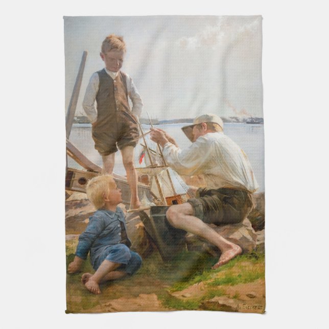 Albert Edelfelt - Shipbuilders Kitchen Towel (Vertical)