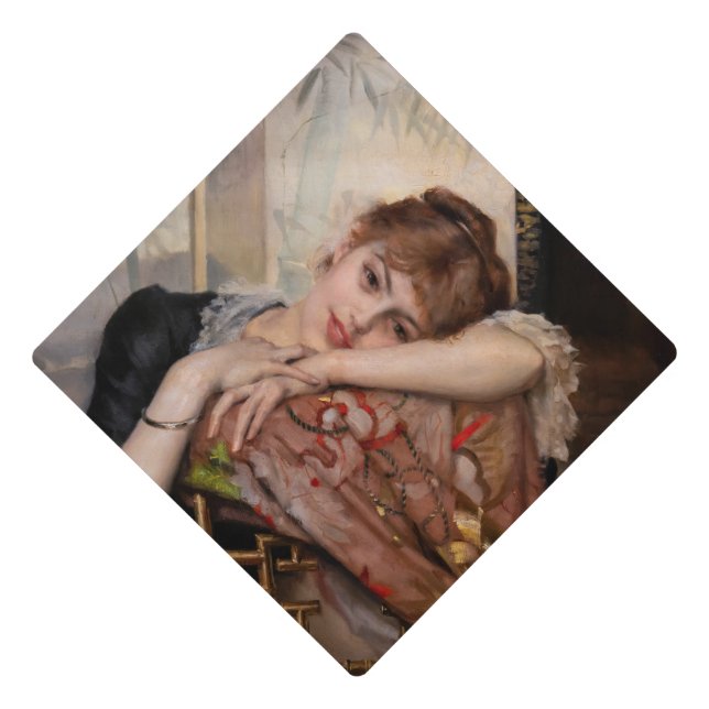 Albert Edelfelt - The Parisienne / Virginie Graduation Cap Topper (Front)