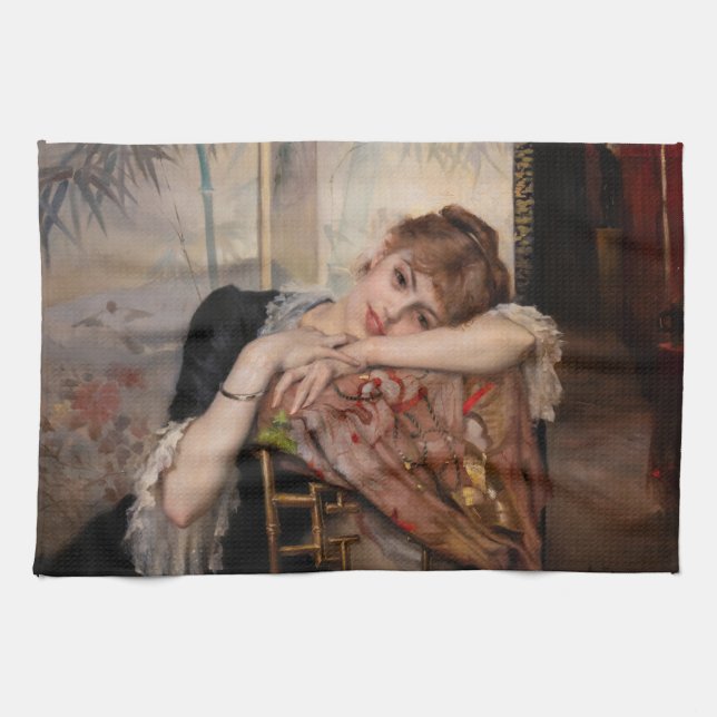 Albert Edelfelt - The Parisienne / Virginie Kitchen Towel (Horizontal)