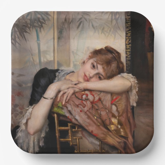 Albert Edelfelt - The Parisienne / Virginie Paper Plates (Front)