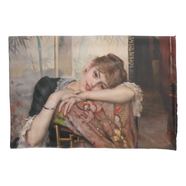 Albert Edelfelt - The Parisienne / Virginie Pillow Case (Front)