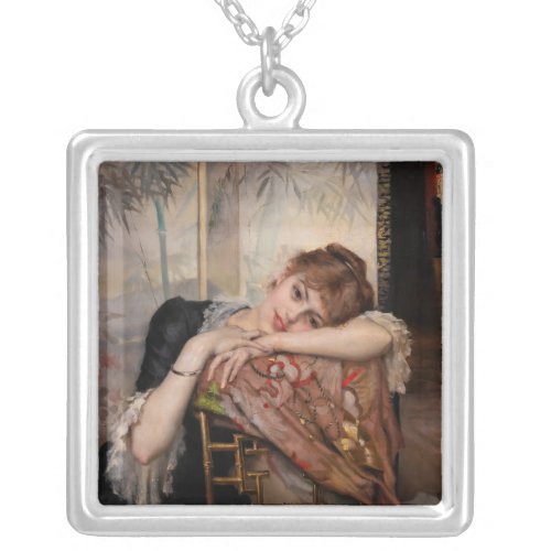 Albert Edelfelt _ The Parisienne  Virginie Silver Plated Necklace